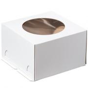 Короб для тортов белый с окном 300*300*190мм. ДНО+Крышка 1уп/25шт - Премиум Сервис