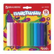Пластилин классический BRAUBERG 12 цветов, 200 г, ВЫСШЕЕ КАЧЕСТВО, блистер, 103350 - Премиум Сервис