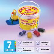 Пластилин на растительной основе (тесто для лепки) ПИФАГОР, 7 цветов, 420 г, пластиковое ведро, 104545 - Премиум Сервис