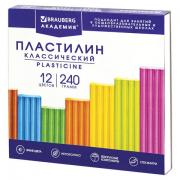 Пластилин классический BRAUBERG "АКАДЕМИЯ ХИТ", 12 цветов, 240 г, стек, ВЫСШЕЕ КАЧЕСТВО, 106423 - Премиум Сервис