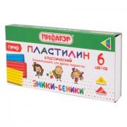 Пластилин классический ПИФАГОР "ЭНИКИ-БЕНИКИ СУПЕР", 6 цветов, 120 г, стек, 106428 - Премиум Сервис