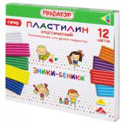 Пластилин классический ПИФАГОР "ЭНИКИ-БЕНИКИ СУПЕР", 12 цветов, 240 грамм, стек, 106429 - Премиум Сервис