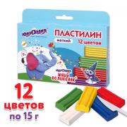 Пластилин мягкий ЮНЛАНДИЯ "ЮНЫЙ ВОЛШЕБНИК", 12 цветов 180 г, СО СТЕКОМ, ВЫСШЕЕ КАЧЕСТВО, европодвес, 106439 - Премиум Сервис