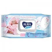 Салфетки влажные КОМПЛЕКТ 100 шт., для детей AURA "Ultra comfort", гипоаллергенные, без спирта, крышка-клапан, 6486 - Премиум Сервис