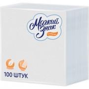 Салфетки бумажные, 100 шт., 24х24 см, МЯГКИЙ ЗНАК, белые, 100% целлюлоза, C4 - Премиум Сервис