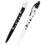 Ручка шариковая масляная автоматическая BRAUBERG BLACK&WHITE "Coffee", СИНЯЯ, узел 0,7 мм, линия письма 0,35 мм, 142659 - Премиум Сервис