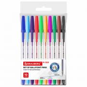 Ручки шариковые BRAUBERG "M-500", НАБОР 10 цветов, АССОРТИ, узел 0,7 мм, линия письма 0,35 мм, 143455 - Премиум Сервис