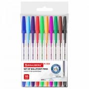 Ручки шариковые BRAUBERG "M-500", НАБОР 10 цветов, АССОРТИ, узел 0,7 мм, линия письма 0,35 мм, 143455 - Премиум Сервис