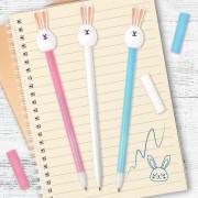 Ручка с топпером шариковая ЮНЛАНДИЯ "Ушастый зайка", корпус ассорти, СИНЯЯ, пишущий узел 0,7 мм, 143782 - Премиум Сервис