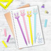 Ручка с топпером шариковая ЮНЛАНДИЯ "Зайка-пончик", корпус ассорти, СИНЯЯ, пишущий узел 0,7 мм, 143802 - Премиум Сервис