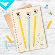 Ручка с топпером шариковая ЮНЛАНДИЯ "Собачка", корпус ассорти, СИНЯЯ, пишущий узел 0,7 мм, 143807 - Премиум Сервис