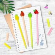 Ручка с топпером шариковая ЮНЛАНДИЯ "Фрукт", корпус ассорти, СИНЯЯ, пишущий узел 0,7 мм, 143810 - Премиум Сервис