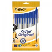 Ручки шариковые BIC "Cristal Original", НАБОР 10 шт., СИНИЕ, узел 1 мм, линия письма 0,32 мм, пакет, 830863 - Премиум Сервис