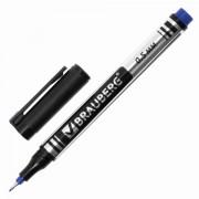 Маркер перманентный (нестираемый) BRAUBERG "Jet", СИНИЙ, супертонкий металлический наконечник, 0,5 мм, 150508 - Премиум Сервис