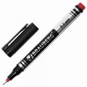 Маркер перманентный (нестираемый) BRAUBERG "Jet", КРАСНЫЙ, супертонкий металлический наконечник, 0,5 мм, 150509 - Премиум Сервис