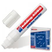 Маркер меловой EDDING "4090", 4-15 мм, БЕЛЫЙ, влагостираемый, для гладких поверхностей, E-4090/49 - Премиум Сервис