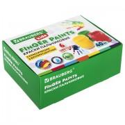 Краски пальчиковые для малышей от 1 года, 6 цветов (3 классических + 3 флуоресцентных) х 40 мл, BRAUBERG KIDS, 192279 - Премиум Сервис