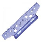 Линейка с роликом (рейсшина) 30 см, металлический ролик, с транспортиром, прозрачная, ЛР25 - Премиум Сервис