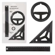 Набор чертежный BRAUBERG объёмный (линейка 20 см, угольник, транспортир), черный, подвес, 210746 - Премиум Сервис