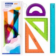 Набор чертежный большой BRAUBERG "FRUITY" (линейка 30 см, 2 треугольника, транспортир), ассорти, пенал, 210772 - Премиум Сервис