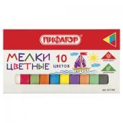 Мел цветной ПИФАГОР, набор 10 шт., квадратный, 221168 - Премиум Сервис