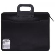 Папка-портфель пластиковая BRAUBERG А4+ (390х320х120 мм), 4 отделения, фактура под дерево, черная, 221391 - Премиум Сервис