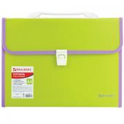 Папка-портфель пластиковая BRAUBERG "JOY", А4 (330х245х35 мм), 13 отделений, с окантовкой, салатовая, 227974 - Премиум Сервис