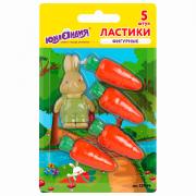 Набор ластиков фигурных ЮНЛАНДИЯ "Зайчик и урожай", 5 шт., ассорти, 229596 - Премиум Сервис