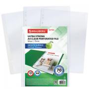 Папки-файлы перфорированные А4 BRAUBERG "EXTRA 700", КОМПЛЕКТ 50 шт., гладкие, ПЛОТНЫЕ, 70 мкм, 229668 - Премиум Сервис