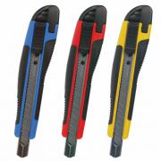 Нож канцелярский 9 мм BRAUBERG "Universal", автофиксатор, цвет ассорти, резиновые вставки, блистер, 236970 - Премиум Сервис