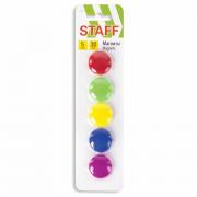 Магниты СРЕДНЕГО ДИАМЕТРА, 30 мм, НАБОР 5 штук, цвет АССОРТИ, в блистере, STAFF "Basic", 237482 - Премиум Сервис