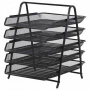 Лоток горизонтальный для бумаг BRAUBERG "Germainum", 5 секций, 370х355х295 мм, металл, черный, 237971 - Премиум Сервис