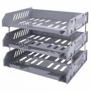 Лотки горизонтальные для бумаг, КОМПЛЕКТ 3 шт., 335х232х246 мм, серый, BRAUBERG FILE, 238108, ЛТ560 - Премиум Сервис