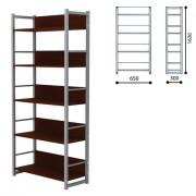 Стеллаж на металлокаркасе, 1630х650х300 мм, серый каркас, 5 полок ЛДСП орех, Д-343 - Премиум Сервис