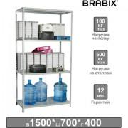 Стеллаж металлический BRABIX "MS-150/40/70-4", 1500х700х400 мм, 4 полки, 291101, S241BR044402 - Премиум Сервис