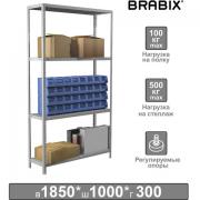 Стеллаж металлический BRABIX "MS Plus-185/30-4", 1850х1000х300 мм, 4 полки, регулируемые опоры, 291104, S241BR153402 - Премиум Сервис