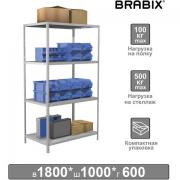 Стеллаж металлический BRABIX "MS KD-180/60-4", 1800х1000х600 мм), 4 полки, компактная упаковка, 291117, S240BR146402 - Премиум Сервис
