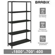 Стеллаж металлический BRABIX "ГРАФИТ MS KD-180/40/70-5", лофт, 1800х700х400 мм, 5 полок, 291268, S240BR124593 - Премиум Сервис