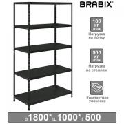 Стеллаж металлический BRABIX "ГРАФИТ MS KD-180/50-5", лофт, 1800х1000х500 мм, 5 полок, 291270, S240BR145593 - Премиум Сервис