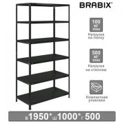 Стеллаж металлический BRABIX "ГРАФИТ MS KD-195/50-6", лофт, 1950х1000х500 мм, 6 полок, 291273, S240BR245693 - Премиум Сервис