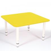 Стол детский "Дошколенок", 700х700х400-580 мм, регулируемый, рост 0-3 (85-145 см), пластик, желтый, слоновая кость - Премиум Сервис