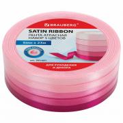 Лента атласная ширина 6 мм, РОЗОВЫЙ СПЕКТР набор 5 цветов по 23 м, BRAUBERG, 591491 - Премиум Сервис