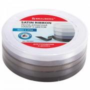 Лента атласная ширина 6 мм, СЕРЫЙ СПЕКТР набор 5 цветов по 23 м, BRAUBERG, 591497 - Премиум Сервис