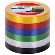 Лента атласная ширина 12 мм, набор №1 6 цветов по 23 м, BRAUBERG, 591499 - Премиум Сервис