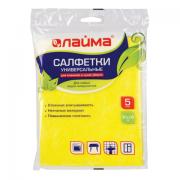 Салфетки ВИСКОЗНЫЕ универсальные MEGA, 30х38 см, КОМПЛЕКТ 5 шт., 90 г/м2, желтые, LAIMA, К4083, 601562 - Премиум Сервис