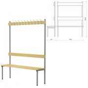 Скамья с вешалкой, спинкой П-091Д/1,5 (1818х1480х370 мм), 11 крючков, дерево, металлокаркас - Премиум Сервис