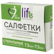 Салфетка марлевая стерильная NEW LIFE КОМПЛЕКТ 10 шт., 12 слоев, 7,5х7,5 см, плотность 36 (±2) г/м2, 153974 - Премиум Сервис