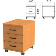 Тумба подкатная "Фея", 400х515х530 мм, 3 ящика, цвет орех милан, ТФ08.5 - Премиум Сервис