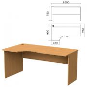 Стол письменный эргономичный "Монолит", 1600х900х750 мм, левый, цвет бук бавария, СМ7.1 - Премиум Сервис