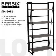 Стеллаж на металлокаркасе BRABIX "LOFT SH-001", 600х300х1250 мм, складной, цвет дуб антик, 641229 - Премиум Сервис